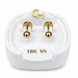 Abridores Bolita Oro con Tic Enchapado - Cajita Blanca