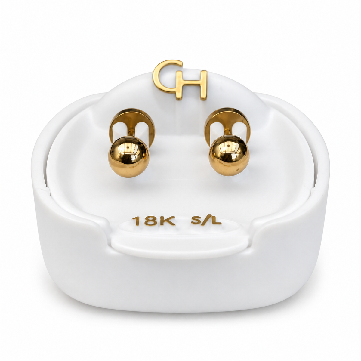 Abridores Bolita Oro con Tic Enchapado - Cajita Blanca